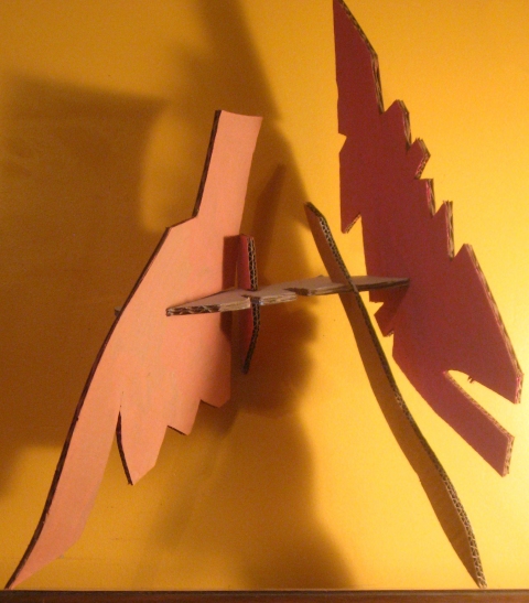 Slot Sculpture (1) Cardboard, Wood and Stone cardboard/paint