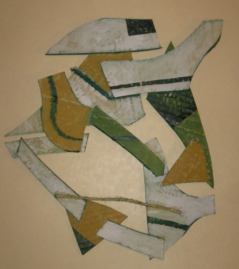 Head (White) Cardboard, Wood and Stone cardboard/paint