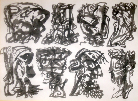 BP2 (8 Heads) Drawing, photography and Print ink
