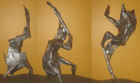 Silver Object (3 views) Cardboard, Wood and Stone cerial boxes/silver paper