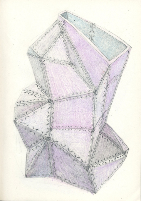 Stitched Pod Drawing, photography and Print pencil/crayon