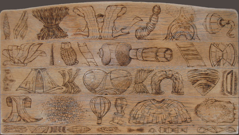 Chest Cardboard, Wood and Stone Pyrography on wood