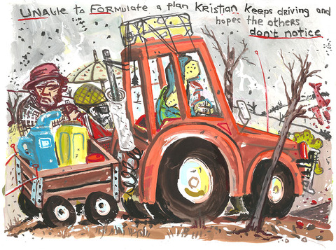 Unable to Formulate a Plan... Narratives of the Bruxist Collective Gouache on paper