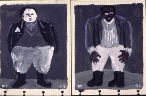 Iago/Cassio Archives Acrylic on ledger book paper