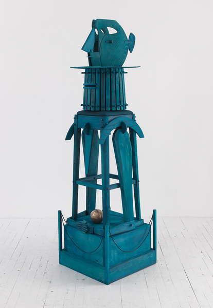 Keeper RYAN JOHNSON Work Cedar, oak, bronze, acrylic paint, burlap, rope, nails