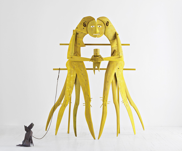 Composition RYAN JOHNSON Work Cedar, oak, acrylic paint, rope, wood glue, brass, nails