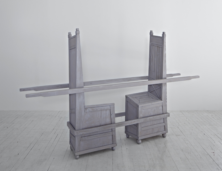 Facing Chairs RYAN JOHNSON Work Cedar, maple, plywood, acrylic paint