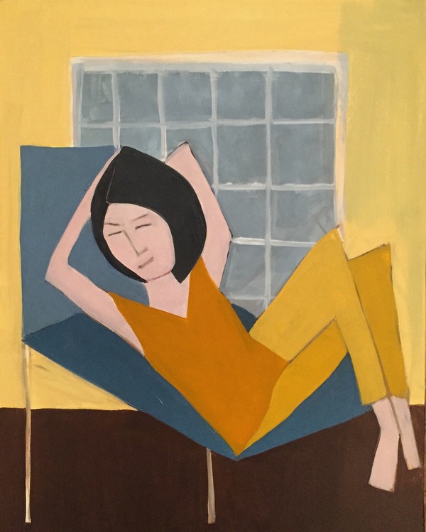 Reclining women People Oil on Panel