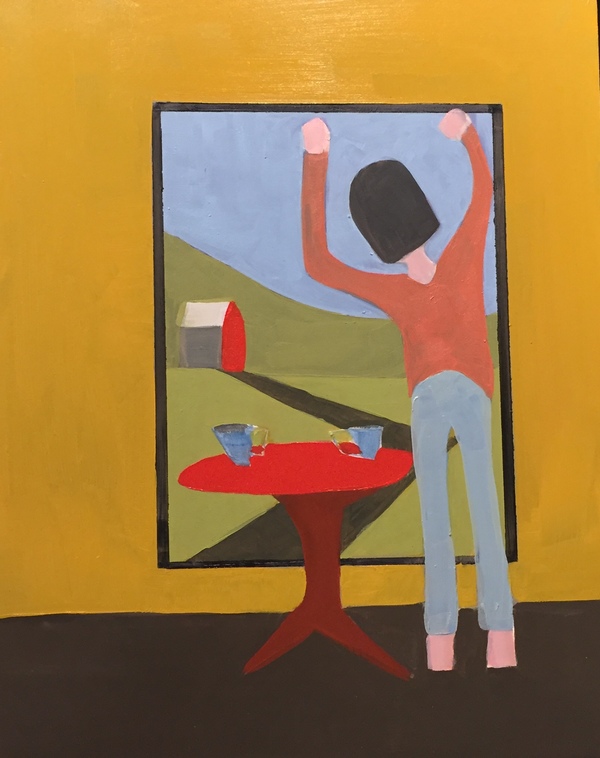 Women looking out the window People Oil on Panel