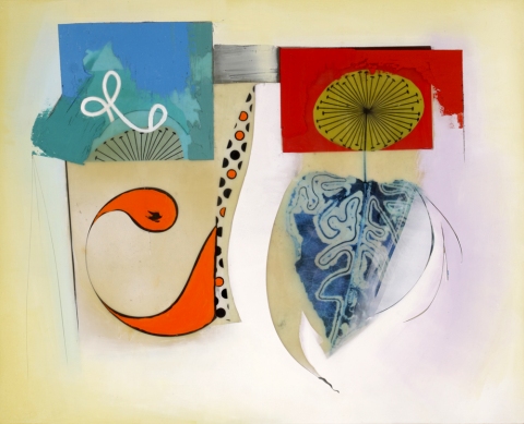 Johnny Jump More Paintings Oil, wax, collage on panel