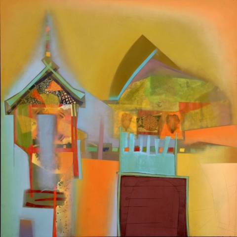 Second Street More Paintings Oil, wax, collage on panel