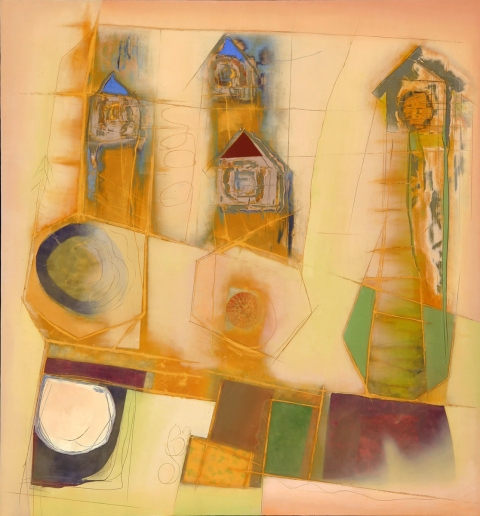 Roundaley More Paintings Oil, wax, collage on panel