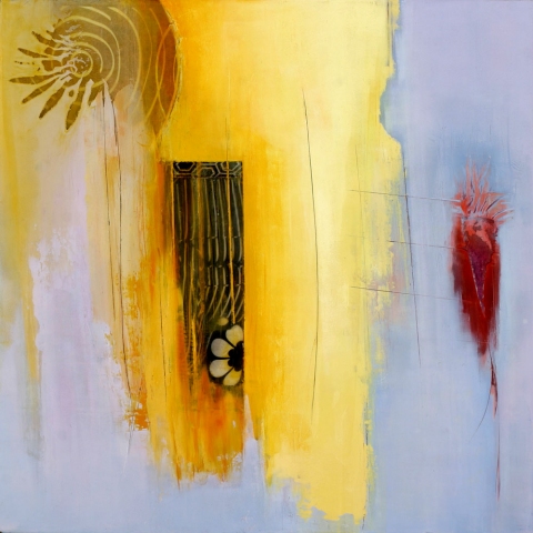 Peek More Paintings Oil, wax, collage on panel