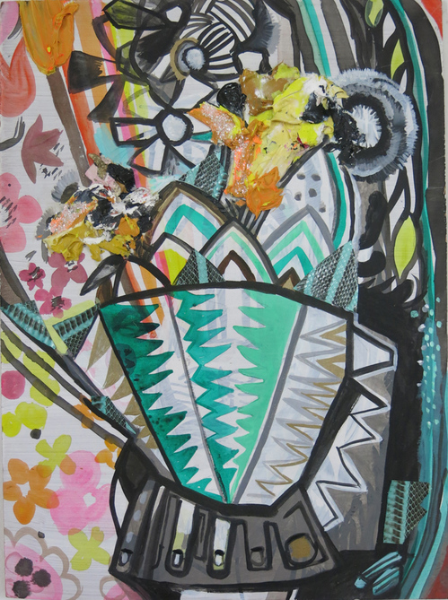 Sawtooth Basket Sarah Bedford Recent Work Acrylic, Casein, and collage on masonite