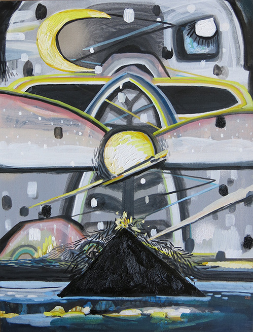 Volcano 1 Sarah Bedford Recent Work Acrylic, Oil, Glass and Sand on Linen