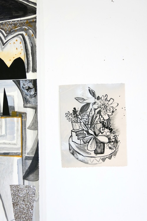 Detail: Studio Wall Sarah Bedford Recent Work mixed on paper
