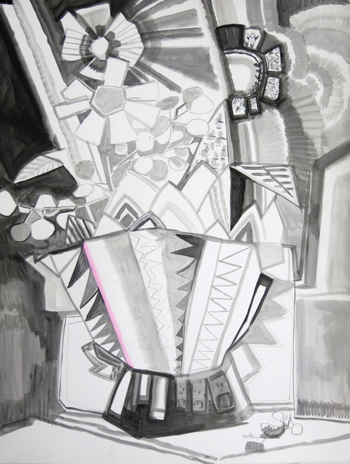 Still Life in Footed Vase Sarah Bedford Recent Work Flashe and pastel on paper