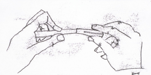 Hands and Pen Monoprints Trace monotype