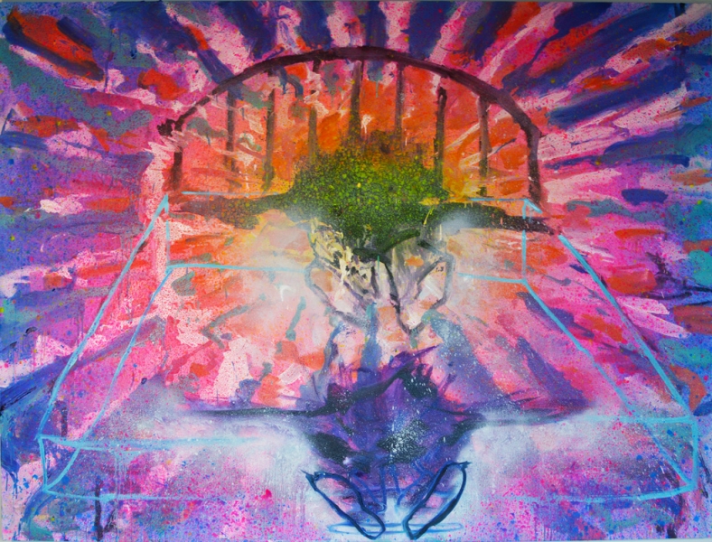 Death Bed, (Heaven's Gate) Shanna Waddell Cult Oil and Acrylic on Canvas