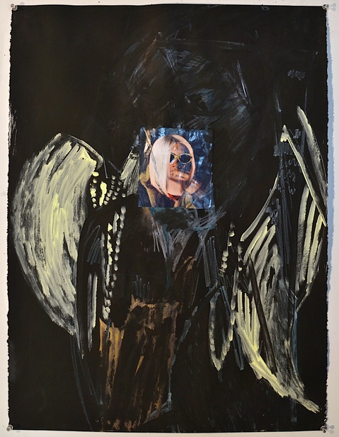 Untitled (Kurt Cobain) Shanna Waddell He, Kurt Cobain paint, and collage on paper