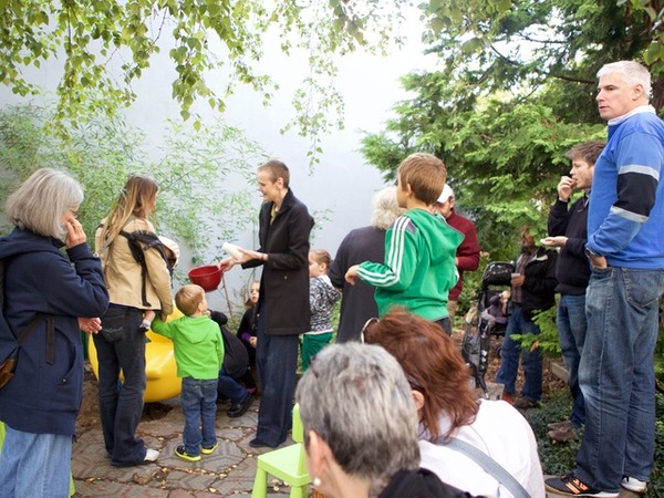 Serving Toddy & Cookies for Petra's opening Anna Lise Jensen A Lot, community gardens, 2009-2013