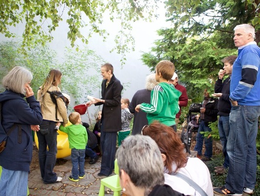Serving Toddy & Cookies for Petra's opening Anna Lise Jensen A Lot, NY community gardens, 2009-2013
