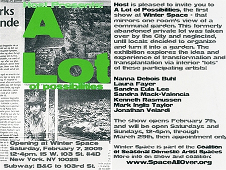 2009 invitation Anna Lise Jensen A Lot, NY community gardens, 2009-2013