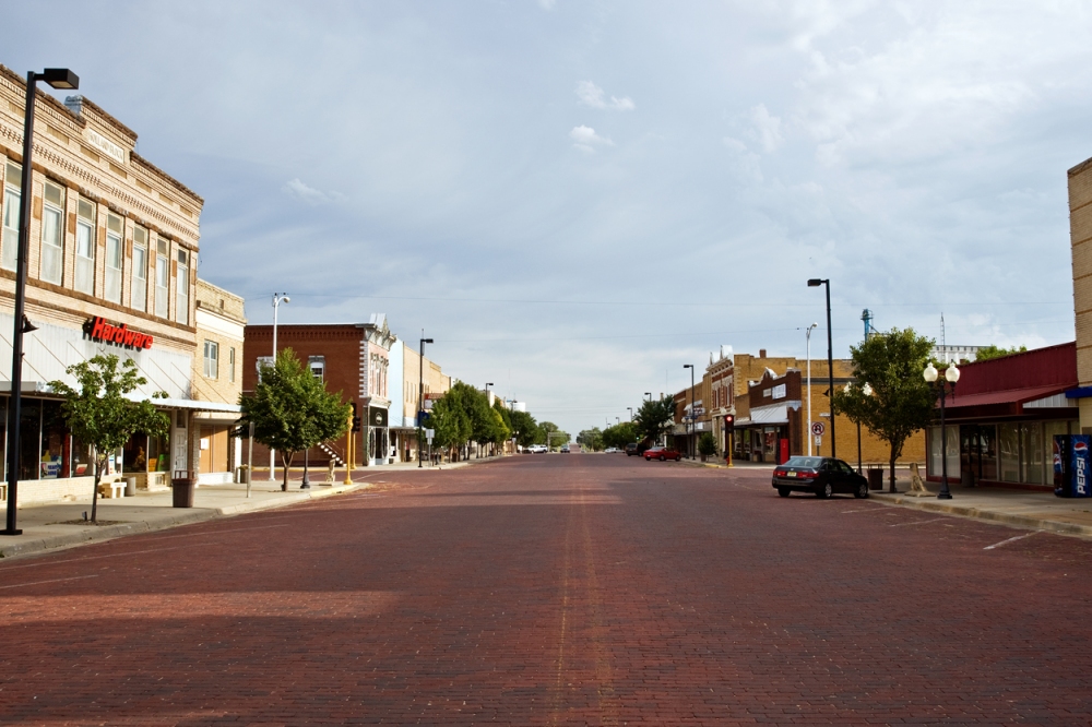 Sunday Morning, Main Street, Russell, Ks. America by Auto