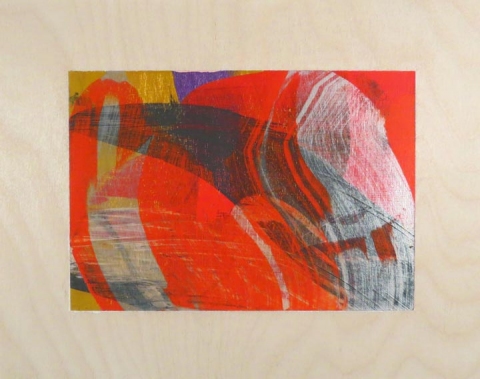 Otherside (Francis Flips the Bird) small paintings Gouche and wax on wood