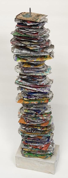 Footprint (147) NYC assemblages Aluminum cans, steel rod & cement
