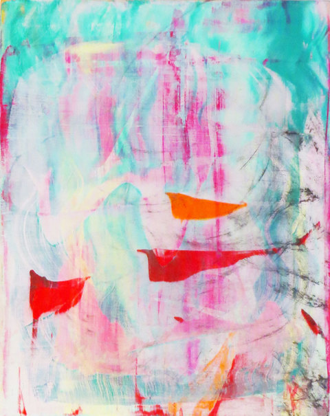 The Fool Card small paintings Gouache, oil stick and wax on wood