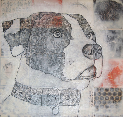 susan freedman pet portraits encaustic + paper + ink