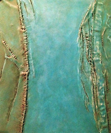  Between The Tides cotton cloth & encaustic on cradled panel