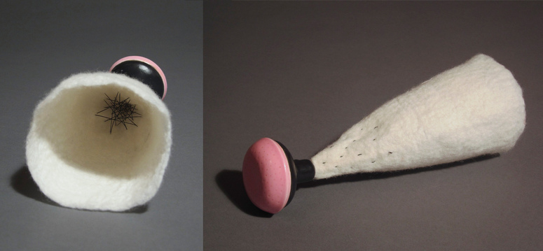 untitled toy and/or tool Toyls (toys and tools) ceramic, wool and thread