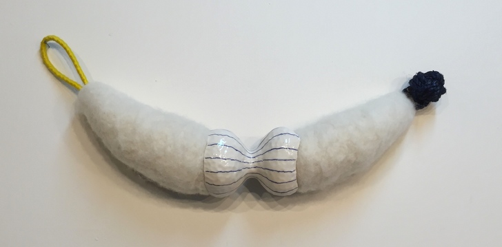 blue monkey's fist and yellow splice sculpture porcelain, fiber