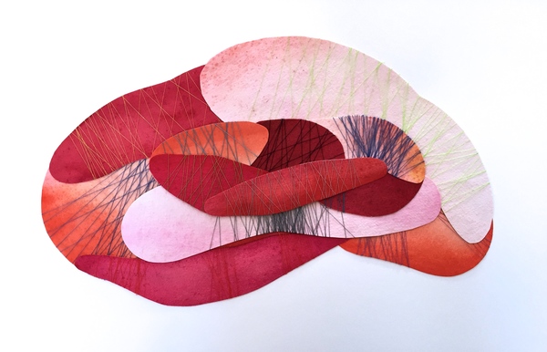 untitled Drawings watercolor, collage, thread