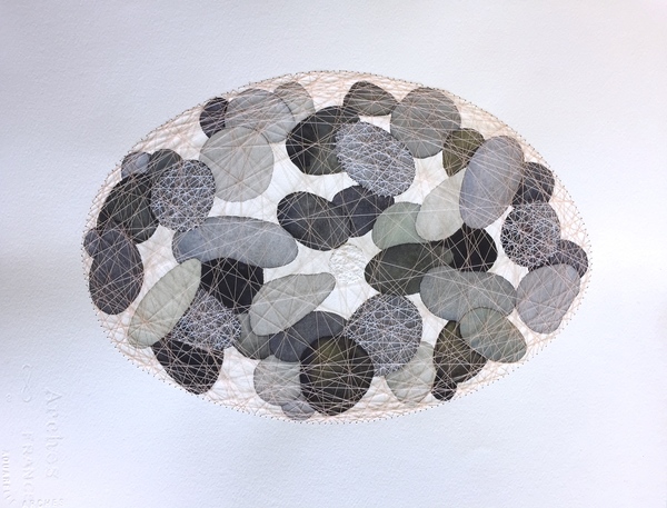 untitled Drawings watercolor, glow-in-the-dark and other thread