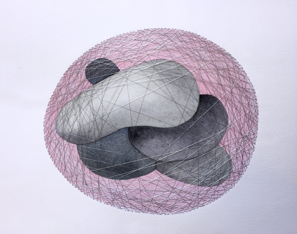 untitled Drawings watercolor, gouache, colored pencil and thread