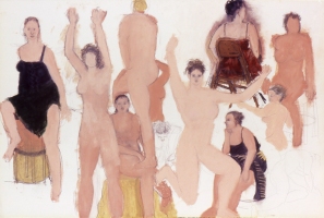 Sylvia Sherwin Goldberg Figures oil pastel and pencil on paper