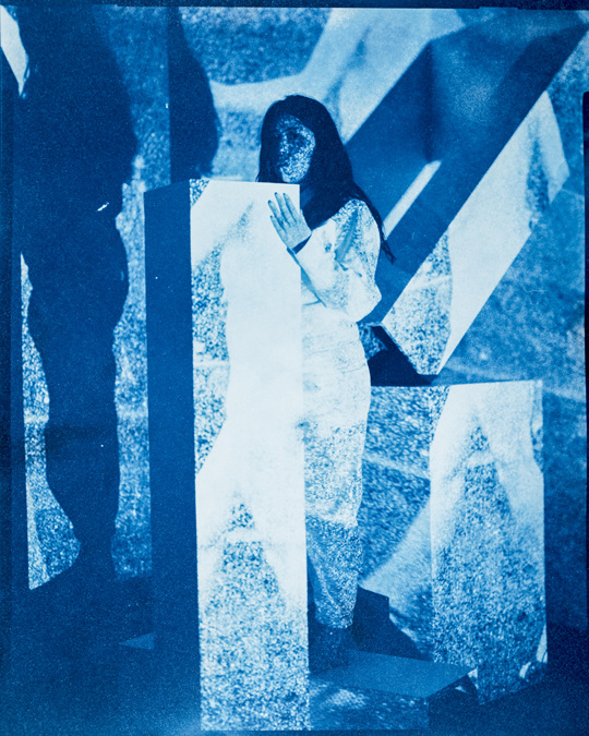 Self Portrait as Nude Woman, 1979 Lima, Peru/2019 Los Angeles, CA. Cyanotype 8x10/20x24, 2019. TARRAH KRAJNAK 1979: CONTACT NEGATIVES