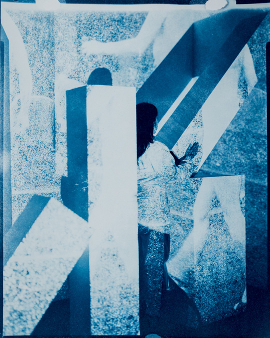 Self Portrait (Turned) as Nude Woman, 1979 Lima, Peru/2019 Los Angeles, CA. Cyanotype 8x10/20x24, 2019. TARRAH KRAJNAK 1979: CONTACT NEGATIVES