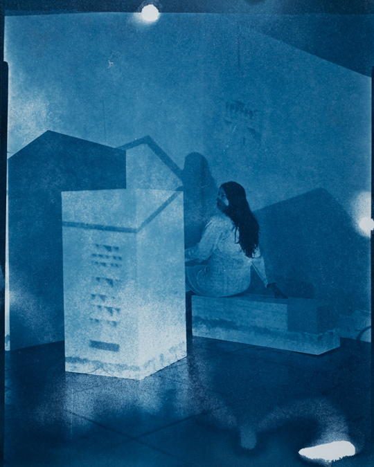 Self Portrait as Church 1979 Lima, Peru/2019 Los Angeles, CA. Cyanotype 8x10/20x24, 2019. TARRAH KRAJNAK 1979: CONTACT NEGATIVES