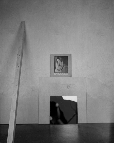 Self-Portrait as Weston in Mirror /with Test Charis Wilson on Darkroom2 Cover, 1978/2020, from Master Rituals II: Weston’s Nudes, 8x10 Silver Gelatin Print, 2020. TARRAH KRAJNAK MASTER RITUALS II: Weston's Nudes