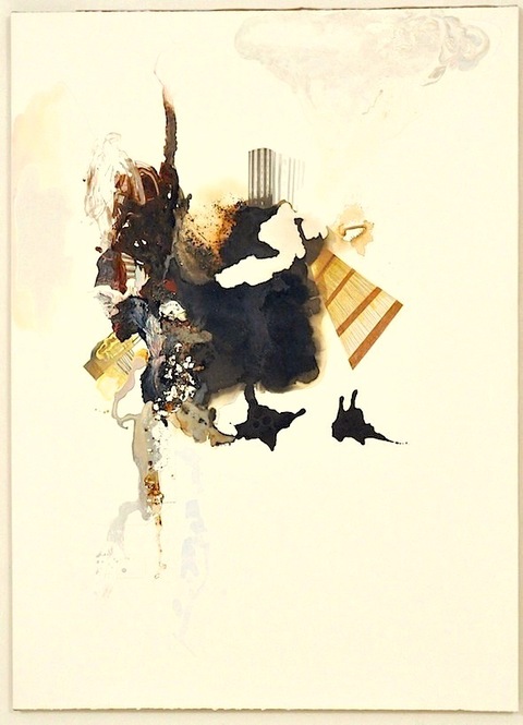 Painting #6 Paintings on Paper and Linen 2013 - 2001 Coffee, Flashe paint, ink, color pencil, collage, felt on BFK paper on stretched jute