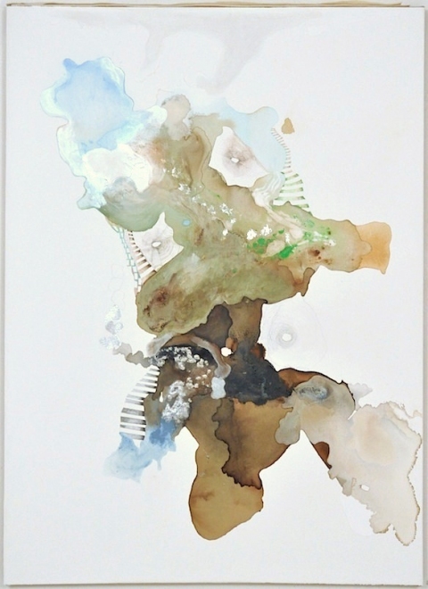 Painting #5 Paintings on Paper and Linen 2013 - 2001 Coffee, Flashe paint, ink, color pencil, collage, felt on BFK paper on stretched linen