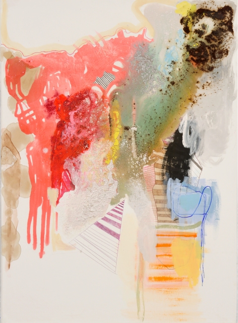 Lesson Learned Paintings on Paper and Linen 2013 - 2001 Flashe paint, acrylic, resin, color marker, color pencil, silver leaf, marble dust, coffee, ink, gesso on BFK paper on stretched jute
