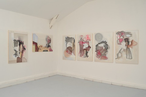 Winter Paintings Installations Flashe paint, gesso, ink and diatomaceous earth, on wood panel