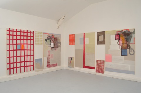 Returning to Wood Paintings Installations Flashe paint, gesso and diatomaceous earth, on wood panel