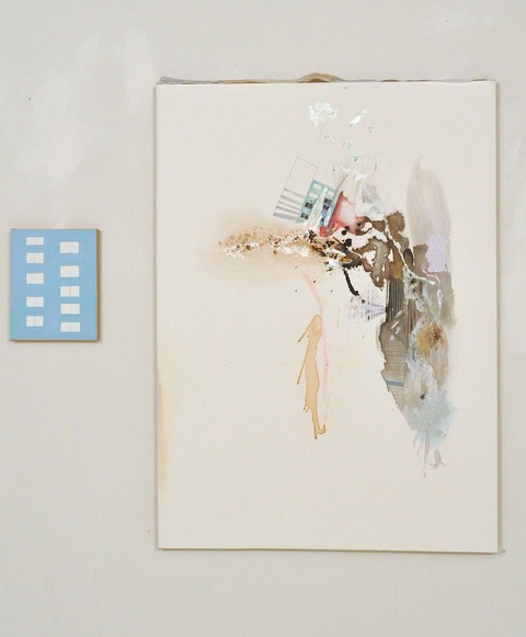 The Surrogate Paintings Installations Coffee, Flashe paint, ink, color pencil, collage, felt on BFK paper on stretched jute