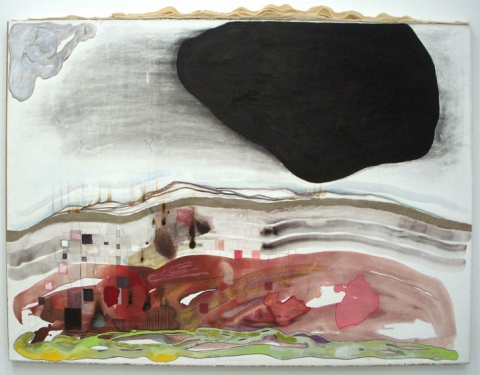 "The Last Horizon" Past Works Flashe paint, ink, color pencil, gesso, felt on Rives BFK paper on sretched linen